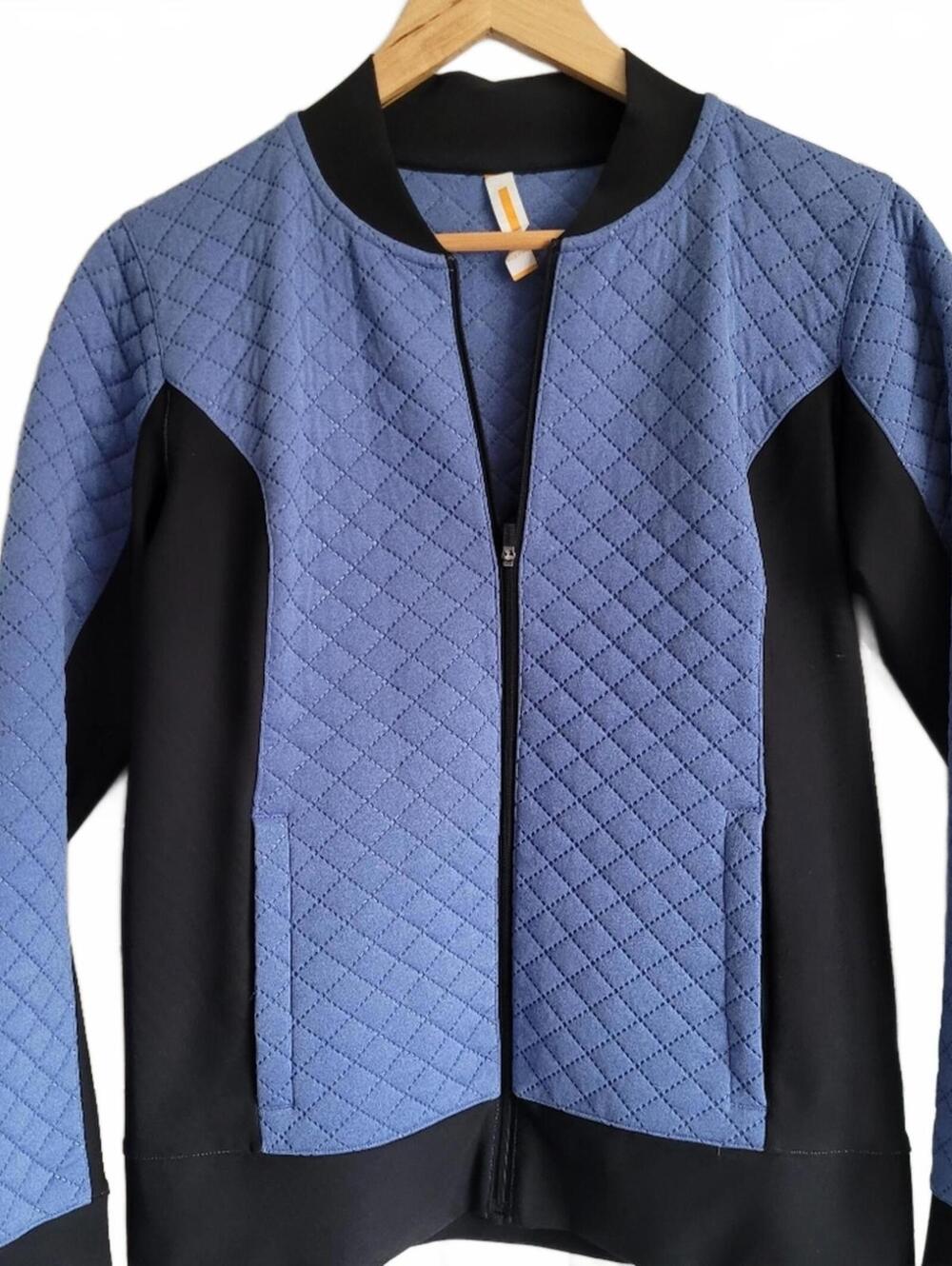 LUCY Women’s Athletic Baseball Style Jacket Quilted Detail Zip Pockets Size XS